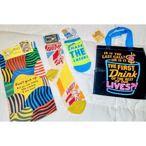 Blue Q Novelty Items. Dishtowel, Mens Crew Socks, Womans Ankle Socks, Tote Bag